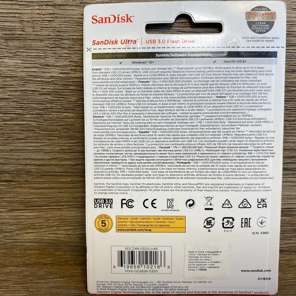 SanDisk Ultra USB 3.0 Flash Drive 32 gb speeds up to 130 mb/s - Picture 2 of 2